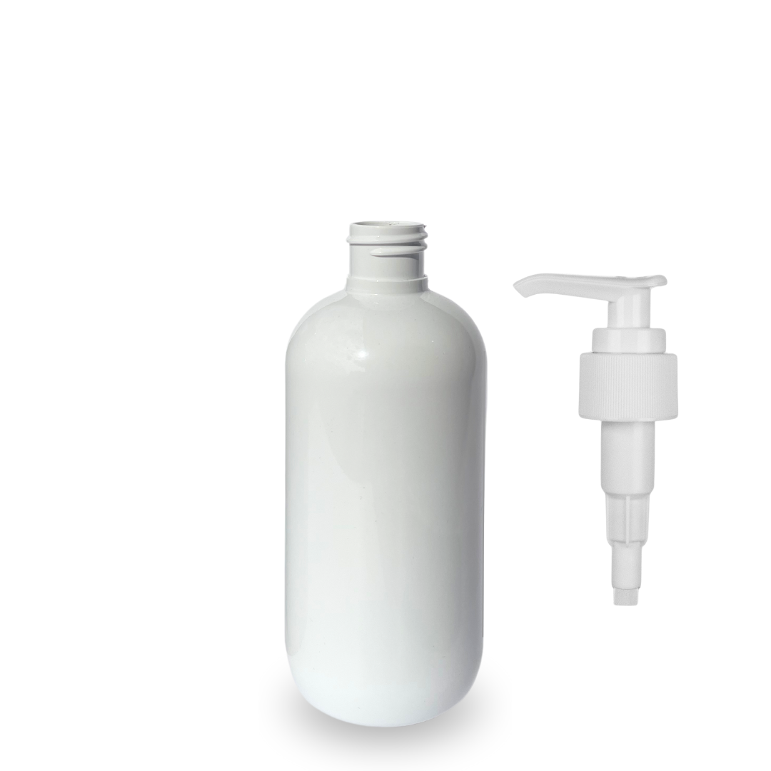 White Plastic Bottle rPET - 'Squat Boston' - 250ml - 24mm (24/410)