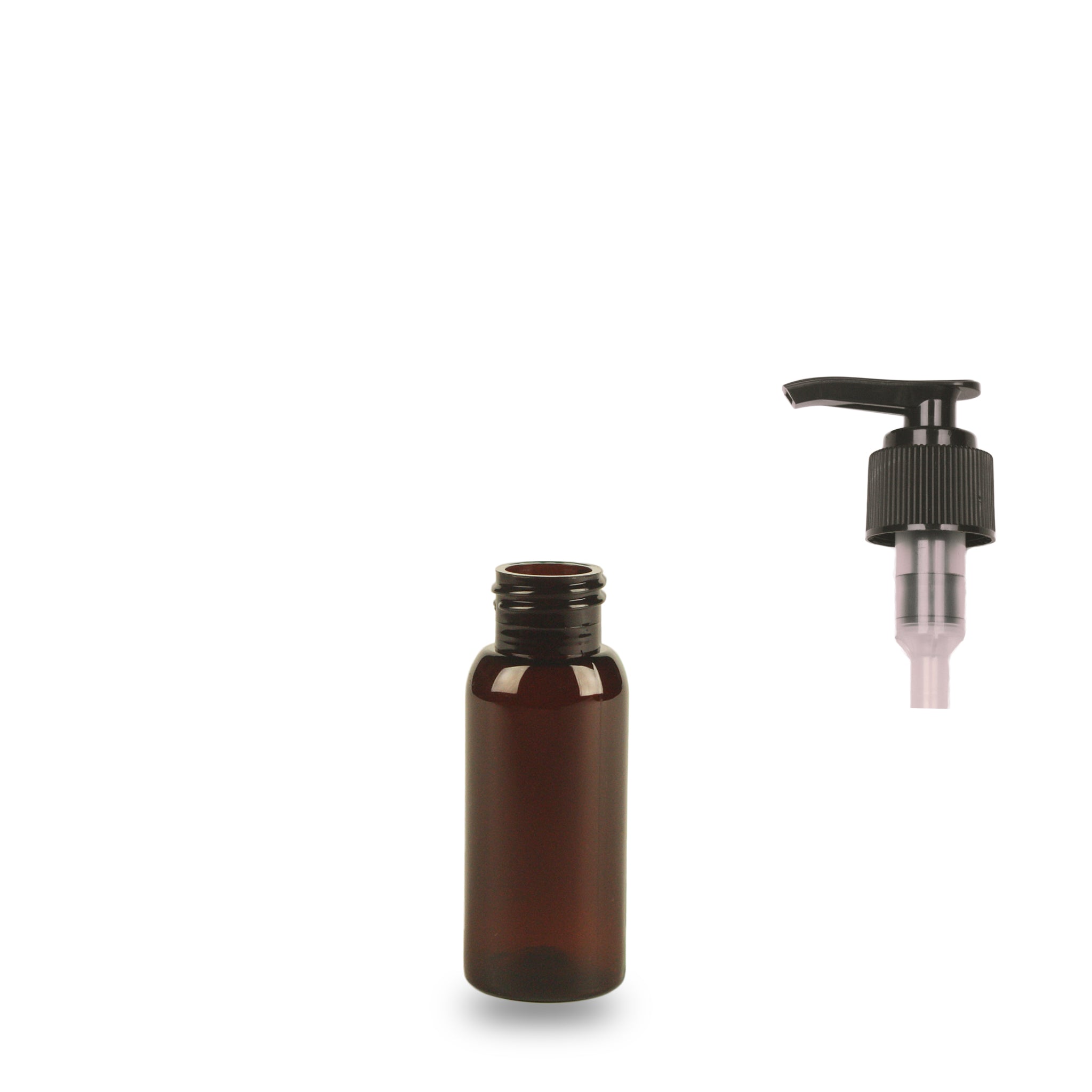 Amber Plastic Bottle rPET - 'Tall Boston' - 50ml - 24mm (24/410)