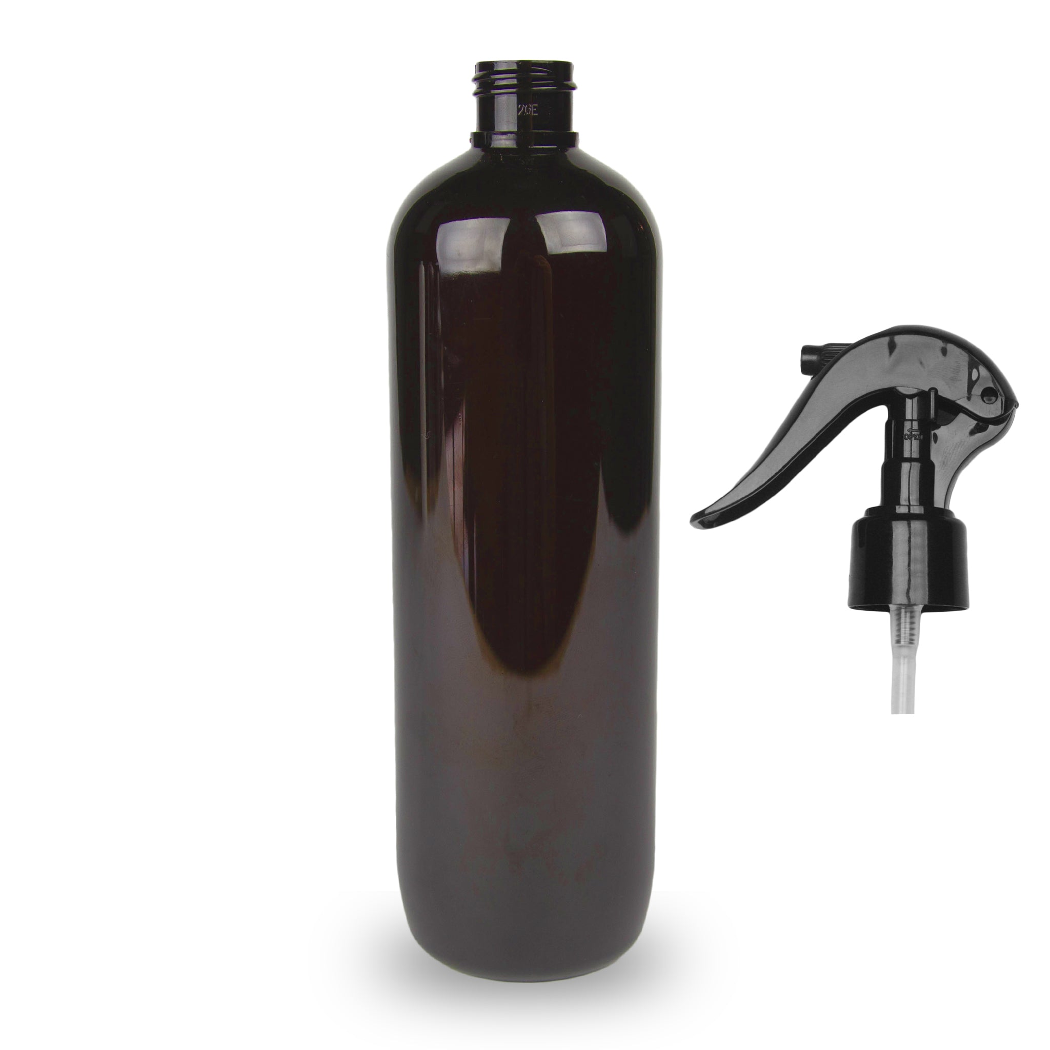 Amber Plastic Bottle PET 'Tall Boston' - 500ml - 24mm (24/410)