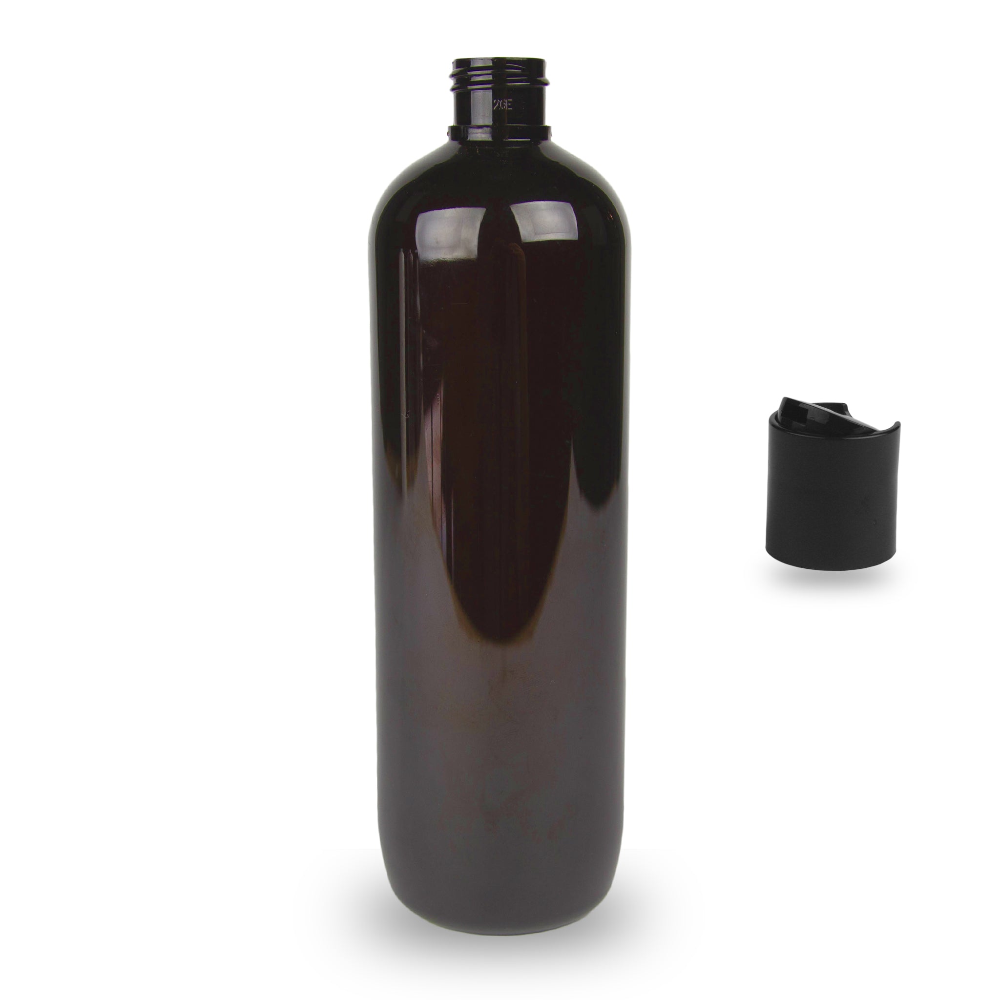 Amber Plastic Bottle PET 'Tall Boston' - 500ml - 24mm (24/410)