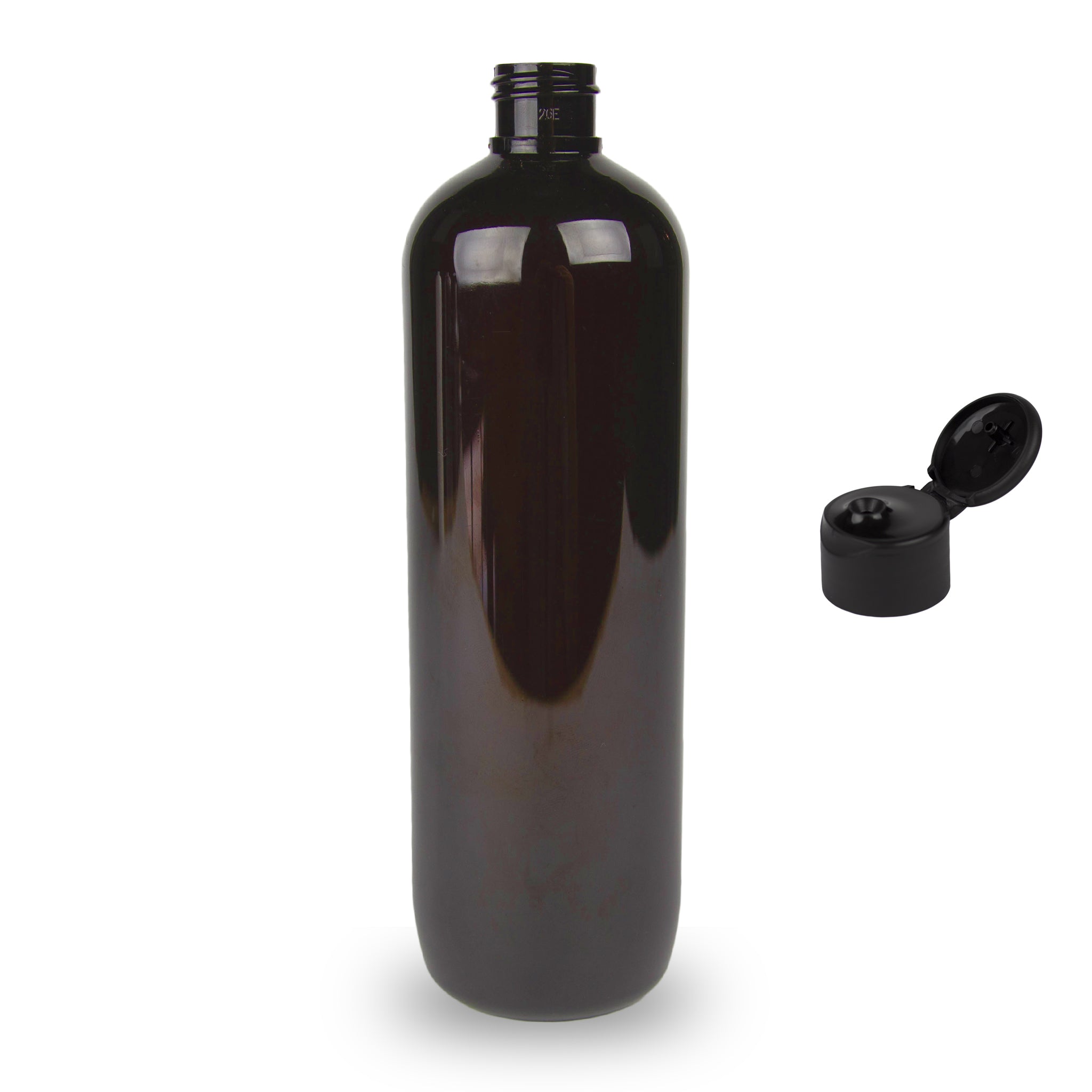 Amber Plastic Bottle PET 'Tall Boston' - 500ml - 24mm (24/410)