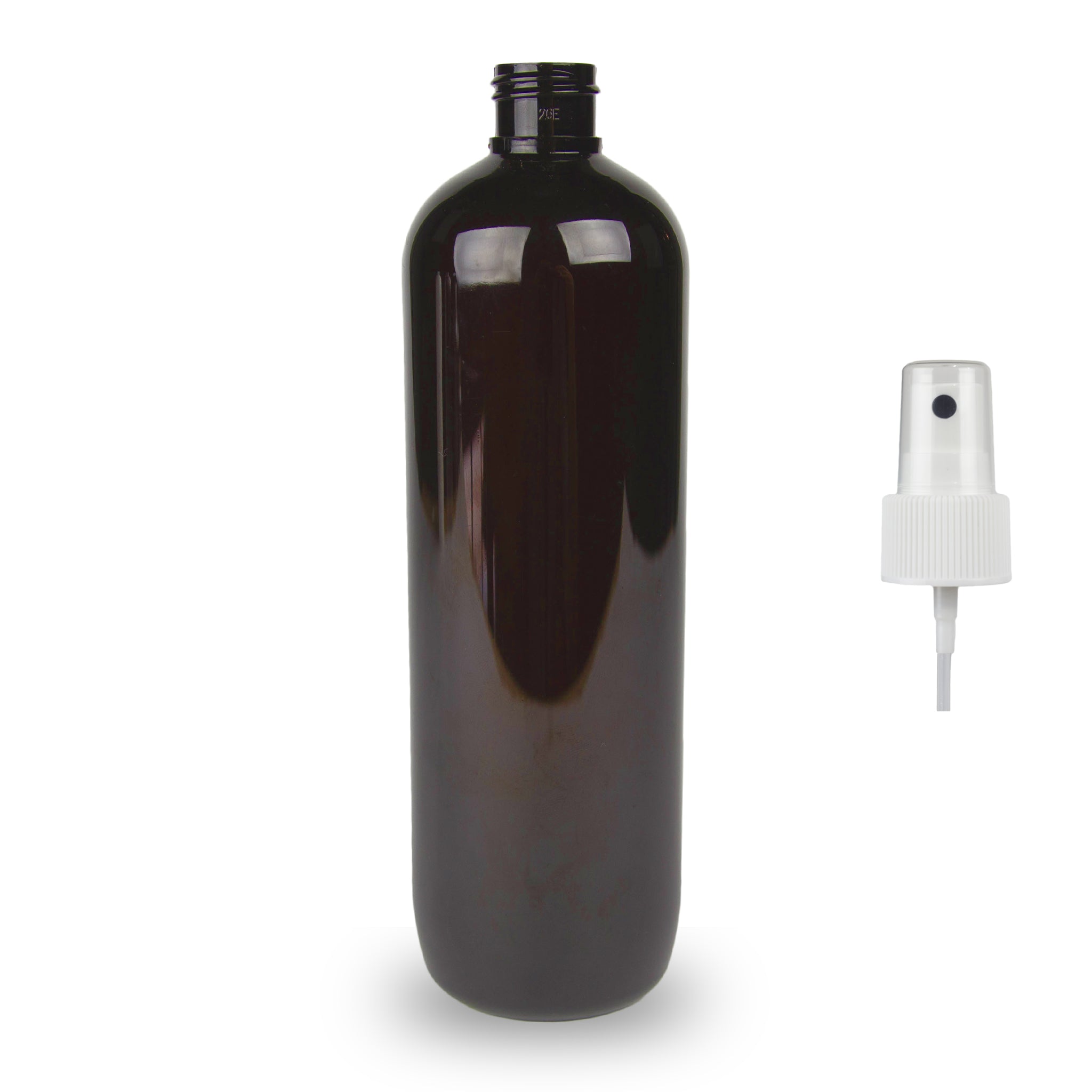 Amber Plastic Bottle PET 'Tall Boston' - 500ml - 24mm (24/410)