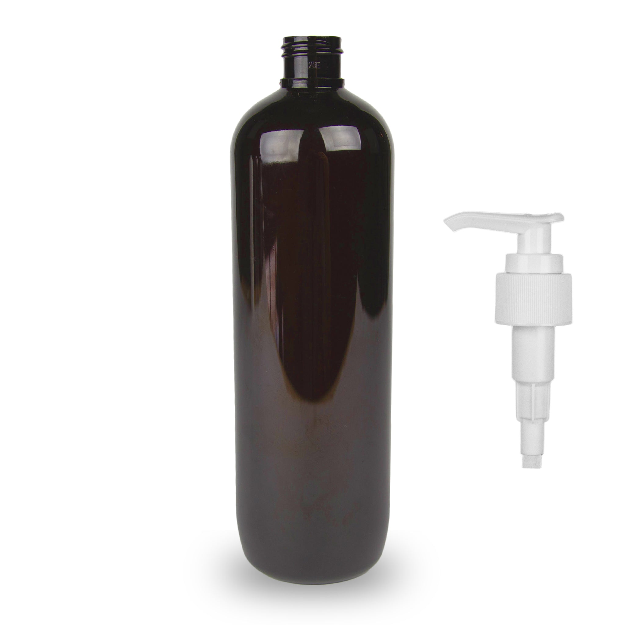 Amber Plastic Bottle PET 'Tall Boston' - 500ml - 24mm (24/410)