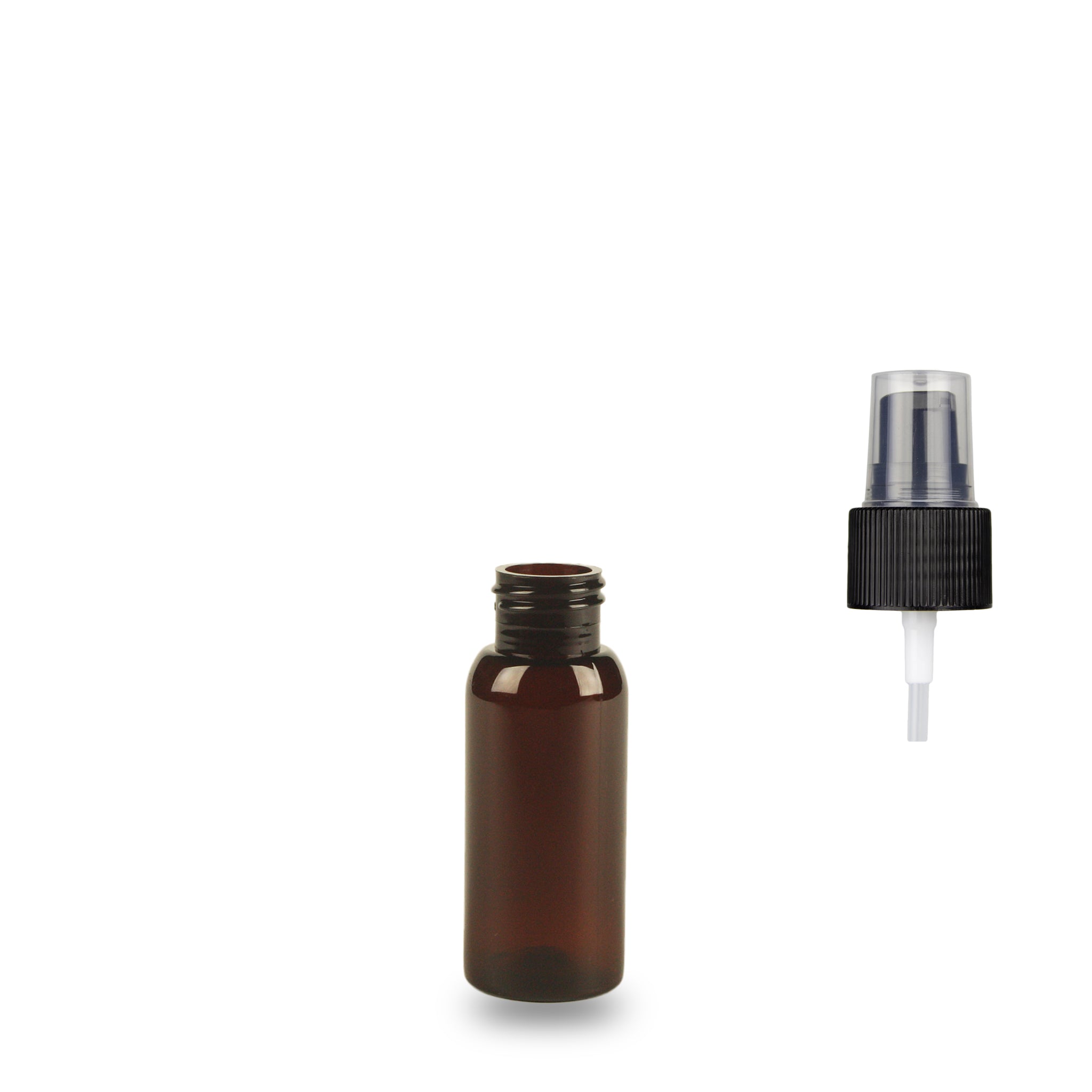 Amber Plastic Bottle rPET - 'Tall Boston' - 50ml - 24mm (24/410)