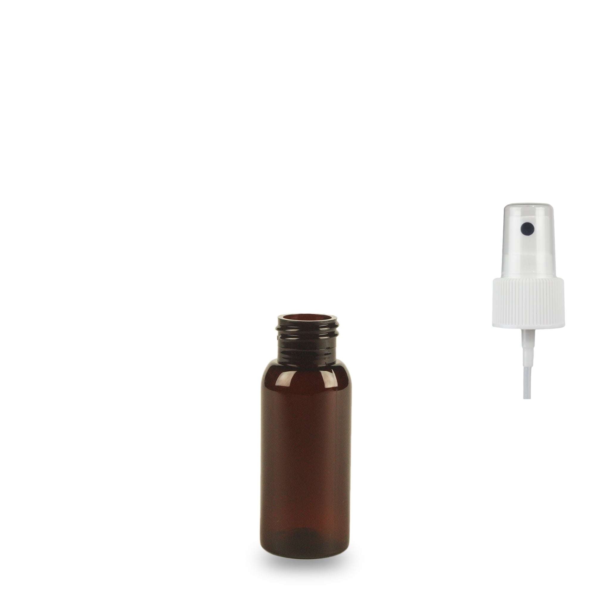Amber Plastic Bottle rPET - 'Tall Boston' - 50ml - 24mm (24/410)