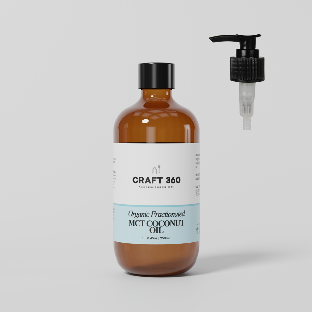Organic Fractionated Coconut MCT Oil (Glass Bottles)
