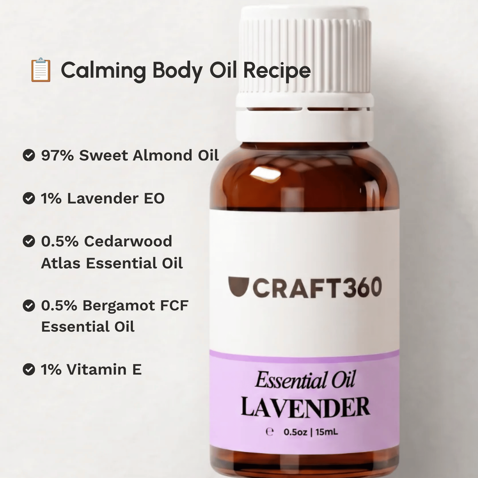 Recipe for making a Calming body oil using Lavender Essential Oil.
