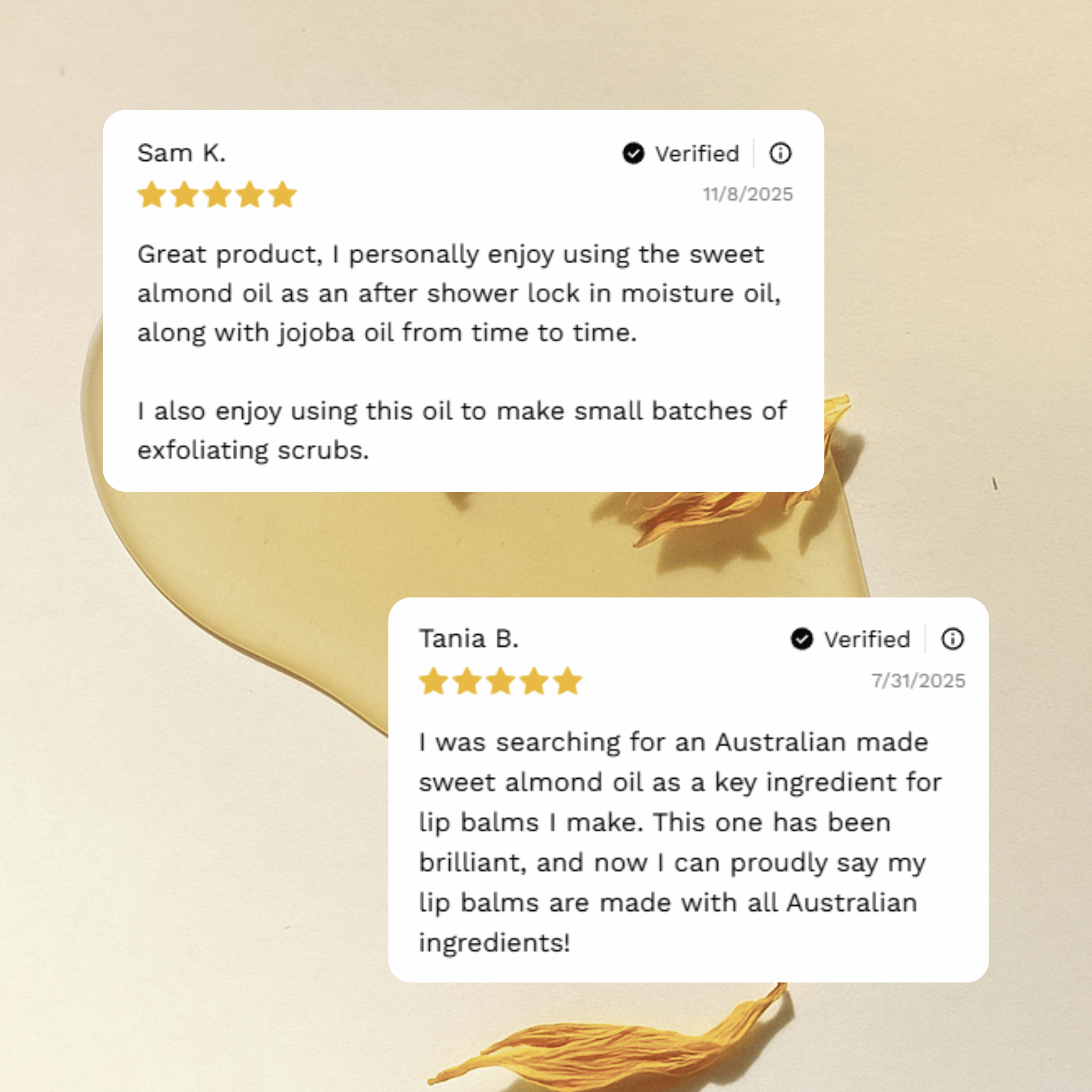 Customer reviews and testimonials for Australian Sweet Almond Oil from Craft 360