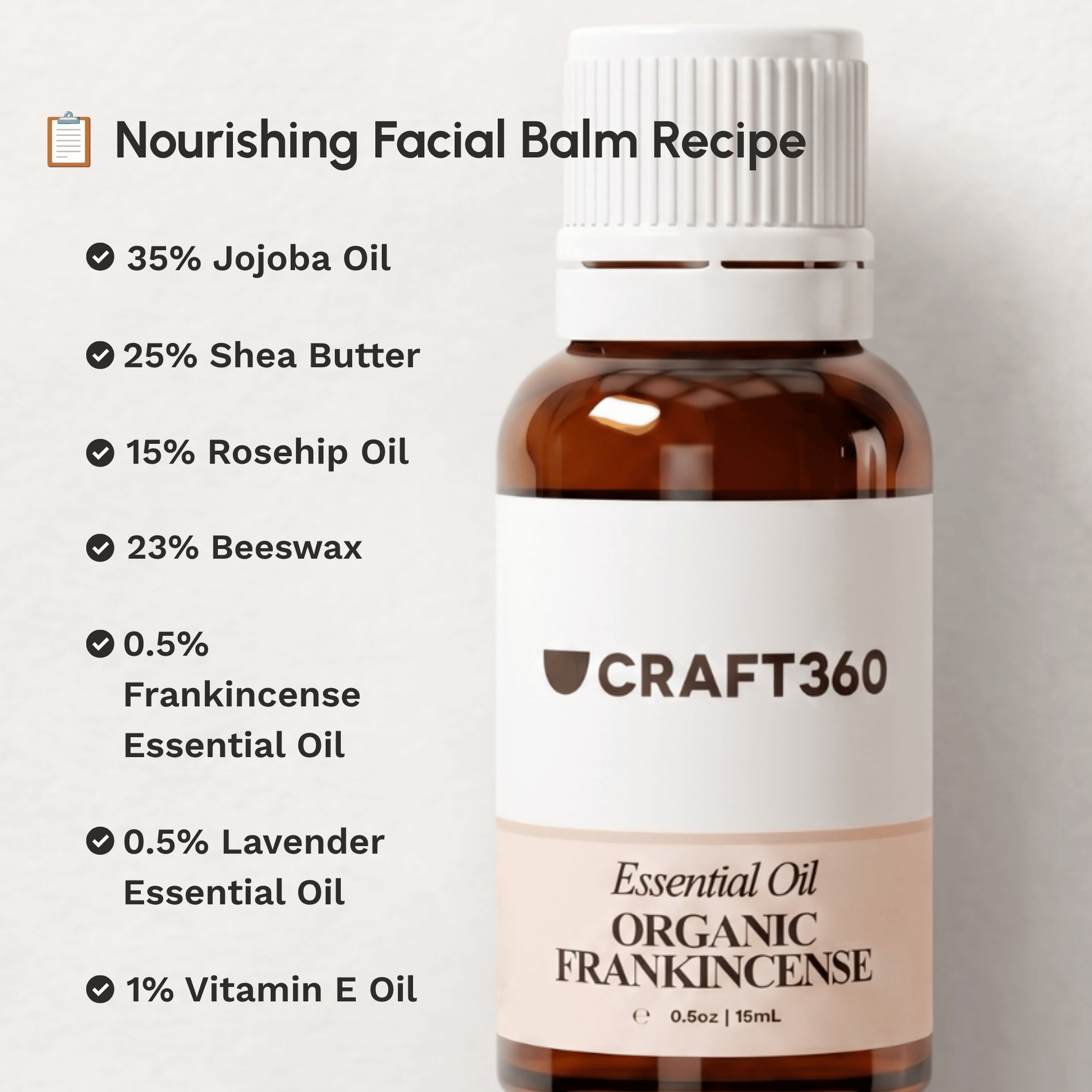 Recipe for making a nourishing facial balm using Frankincense Essential Oil.