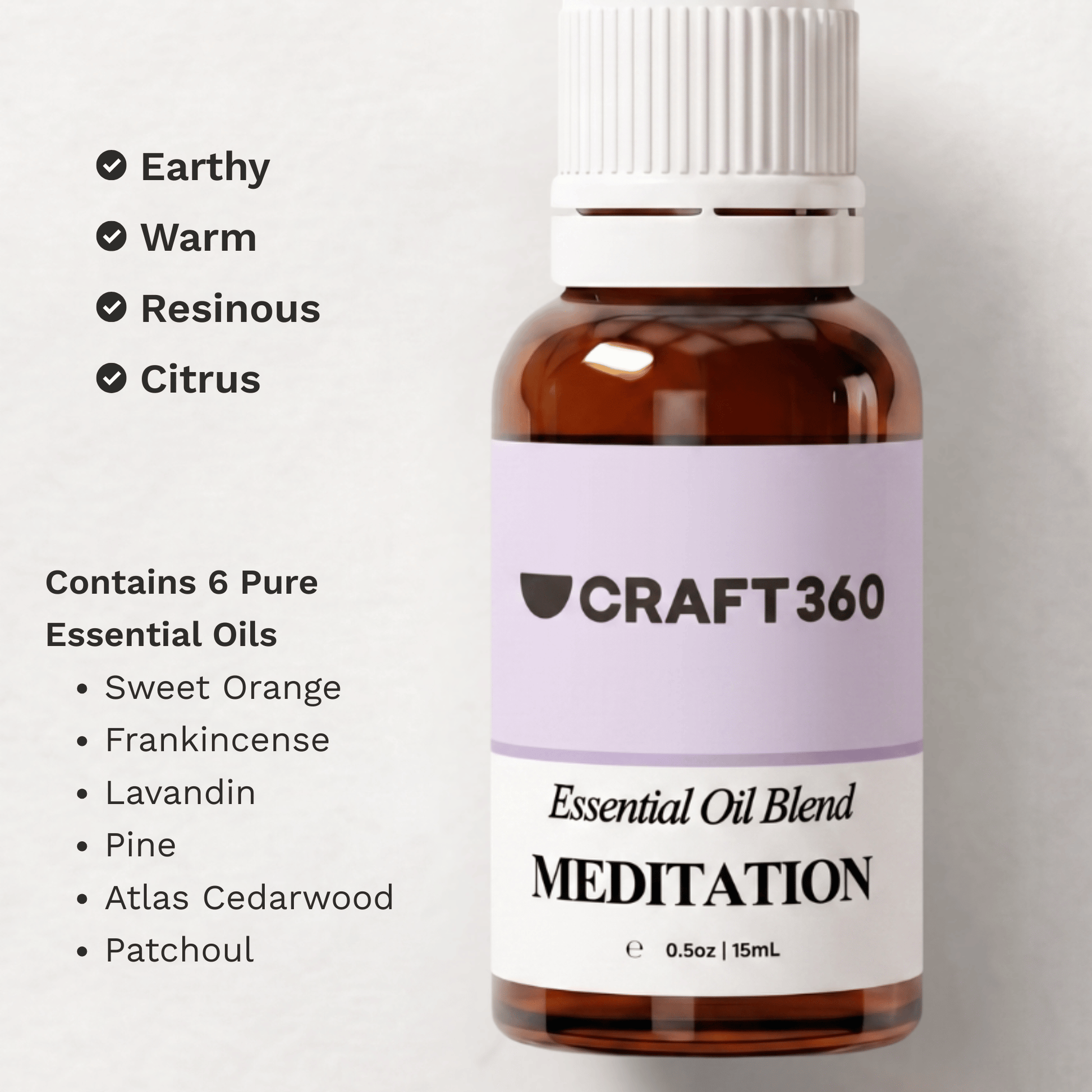 Overview of the Meditation Essential Oil Blend, including its aroma profile, ingredients and common uses.