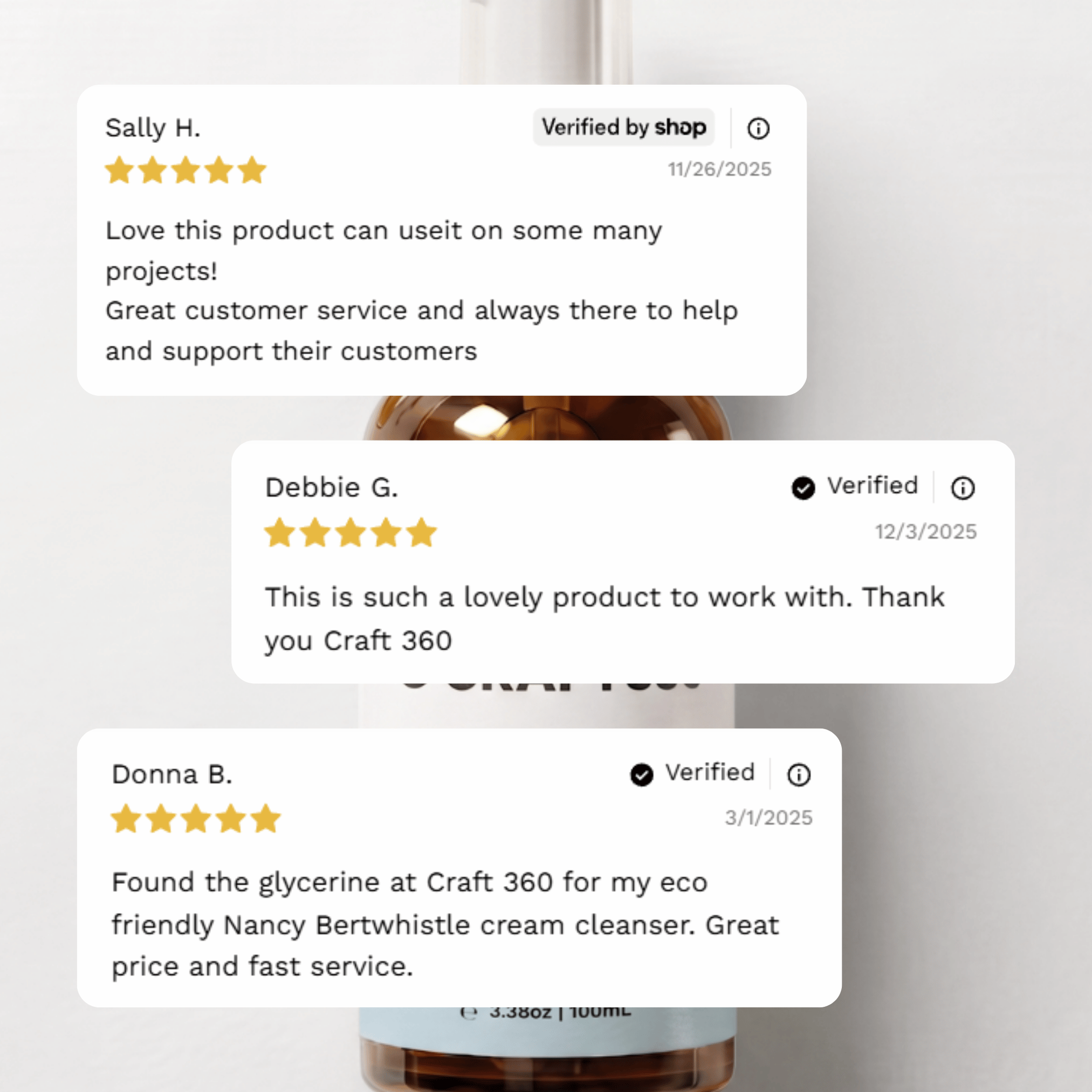 Customer reviews and testimonials for Palm Free Vegetable Glycerine from Craft 360