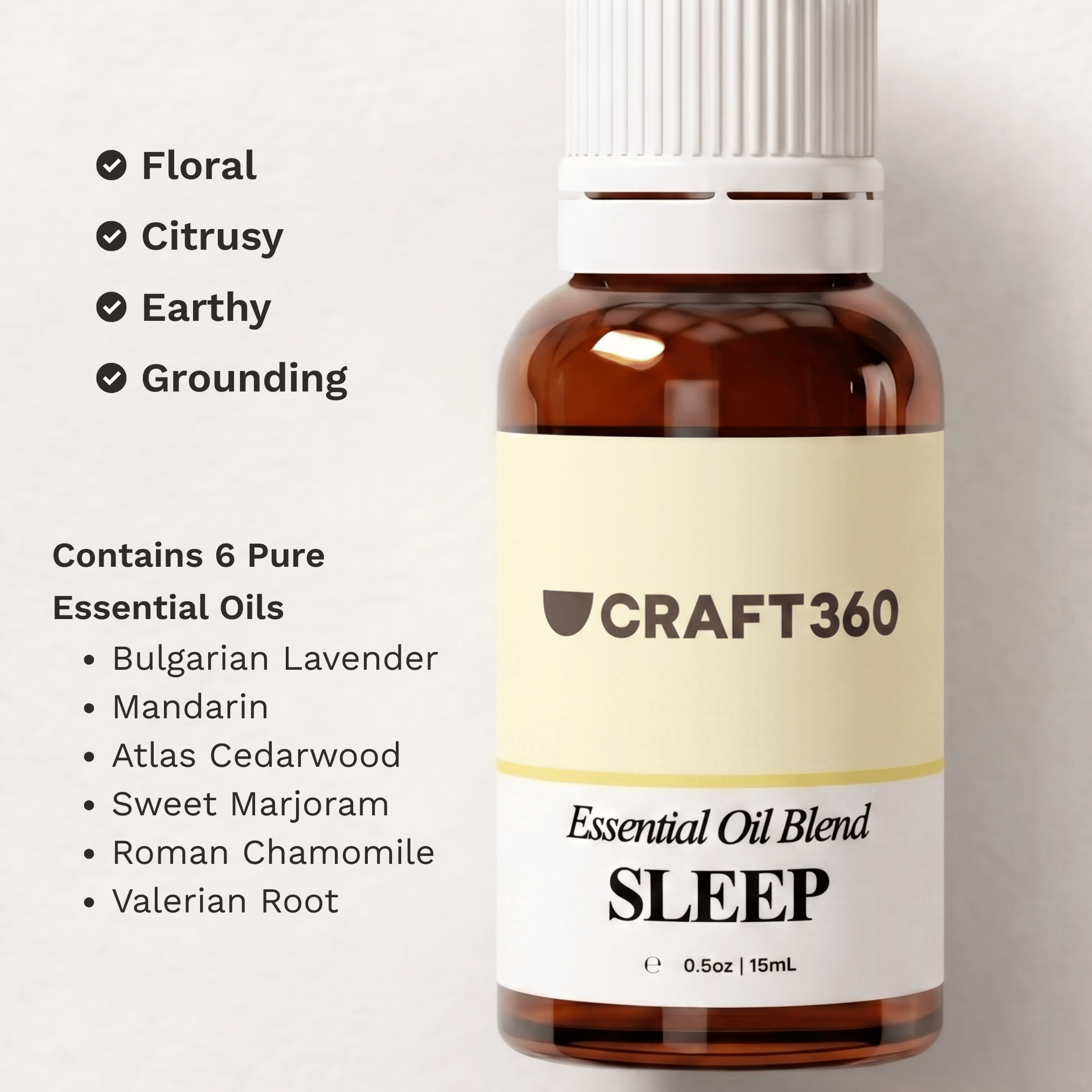 Overview of the Sleep Essential Oil Blend, including its aroma profile, ingredients.