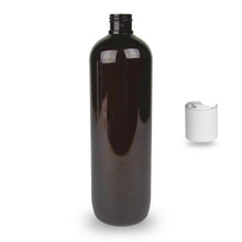 Amber Plastic Bottle PET 'Tall Boston' - 500ml - 24mm (24/410)