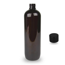 Amber Plastic Bottle PET 'Tall Boston' - 500ml - 24mm (24/410)