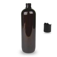 Amber Plastic Bottle PET 'Tall Boston' - 500ml - 24mm (24/410)