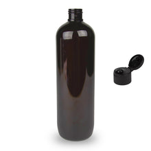 Amber Plastic Bottle PET 'Tall Boston' - 500ml - 24mm (24/410)