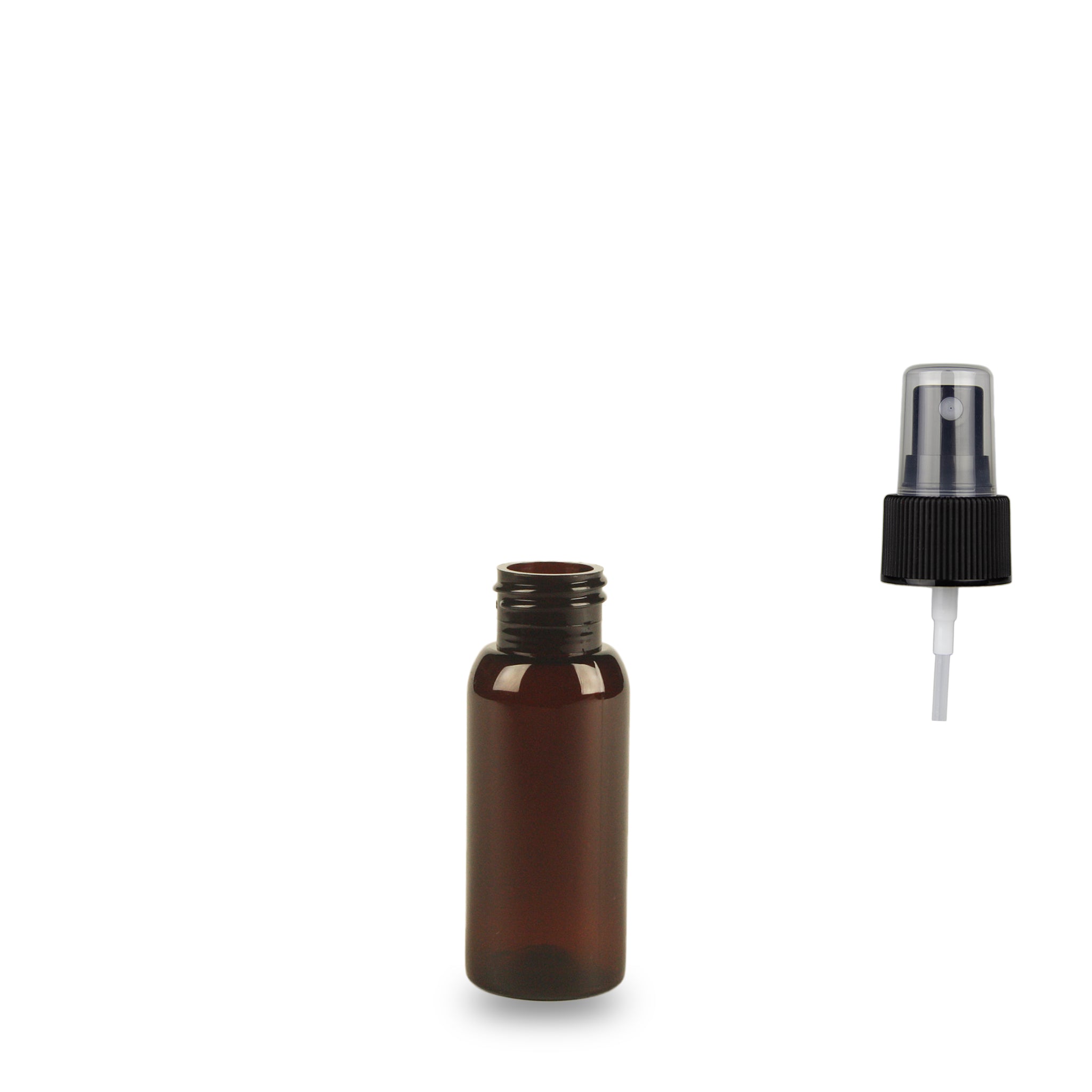 Amber Plastic Bottle rPET - 'Tall Boston' - 50ml - 24mm (24/410)